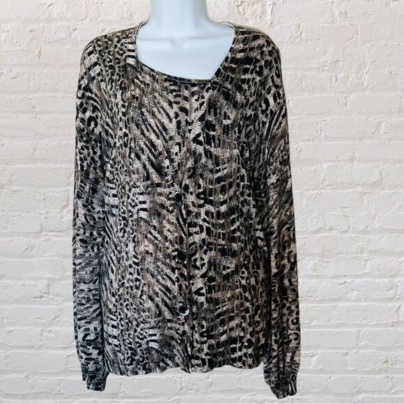 JONES NEW YORK Collection Woman Size 2X Animal Print cardigan Twin Sweater Set - Picture 1 of 8